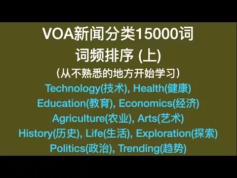 英语学习三剑客之VOA新闻分类15000词:词频排序（上）