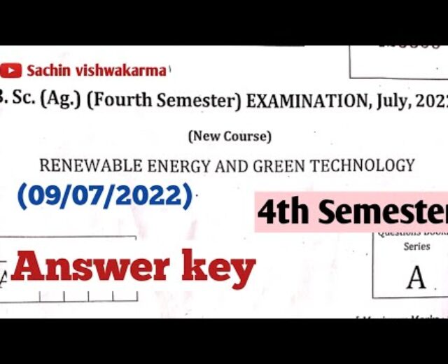 Renewable power and inexperienced era paper resolution 2022 | bsc agriculture 4th semester remedy paper